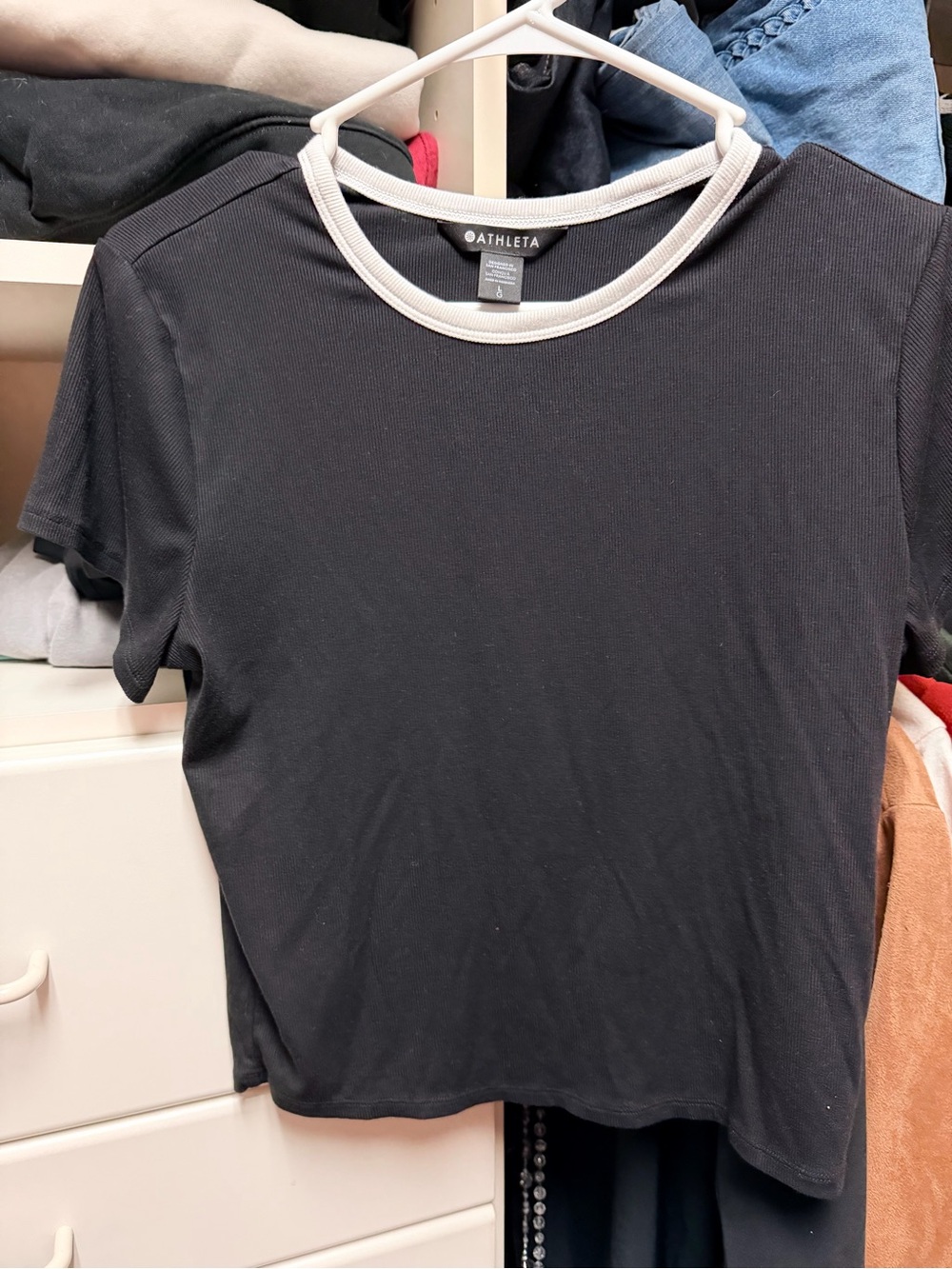🏷️ Athleta Ribbed Ringer Crop Tee | Size L
